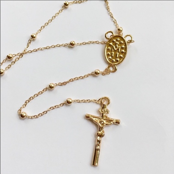 MORE COMING Rosary Style Gold Toned Alloy Necklace - Picture 2 of 6